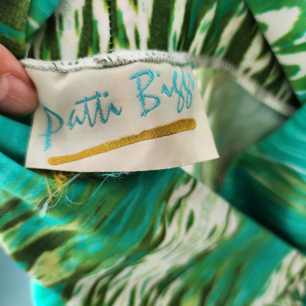 Patti Biggs Vintage green Palazzo pull-on Pants M Hippie Boho Tropical tencel - Picture 10 of 11